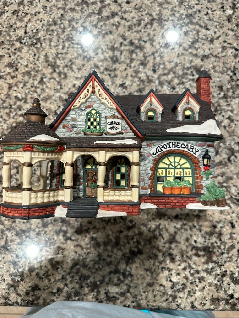Holiday Apothecary Village House Décor - Cream, Red & Green